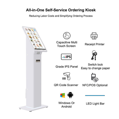 21.5 Inch Flexble Customized Touch Scan Code Print Receipt Function Self-service Ordering  POS Machine With Android System