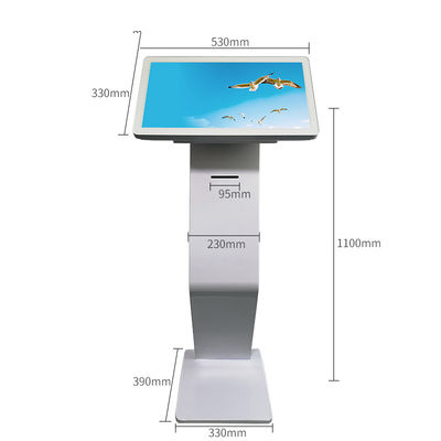 450 Nits 21.5" Floor Stand Touch Screen Kiosk With 58mm Ticket Printer