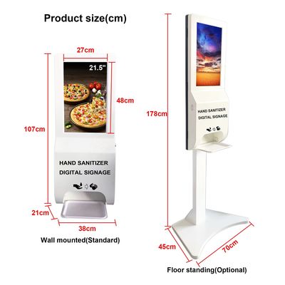 Hand Sanitizer 230W 450cd/m2 21" Lcd Digital Signage Totem
