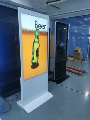 55 Inch Free Standing LCD Kiosk Menu Board PCAP With Interactive Glass Screen